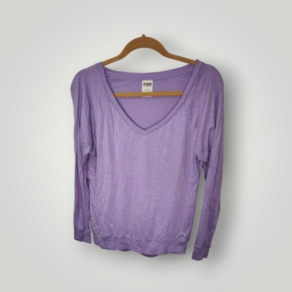 Pink Victoria Secret Light Purple V-Neck Long Sleeve Top Women’s Small - Picture 3 of 11